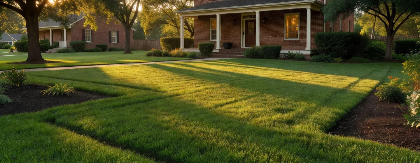 Lawn Care service scene; warm, credible, no fake provider logo.